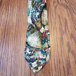 Portofino Le Collezioni Old World Map 4 Inch Wide Men's 100% Silk Necktie